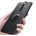 Oppo Reno 2z Kılıf Renkli Silikon Yüzüklü Standlı Auto Focus Ravel Kapak - Kırmızı - Siyah