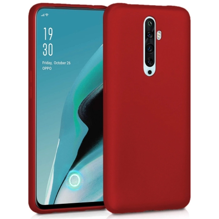 Oppo Reno 2z Kılıf İnce Soft Mat Renkli Esnek Silikon Kapak - Kırmızı