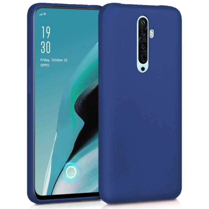 Oppo Reno 2z Kılıf İnce Soft Mat Renkli Esnek Silikon Kapak - Lacivert