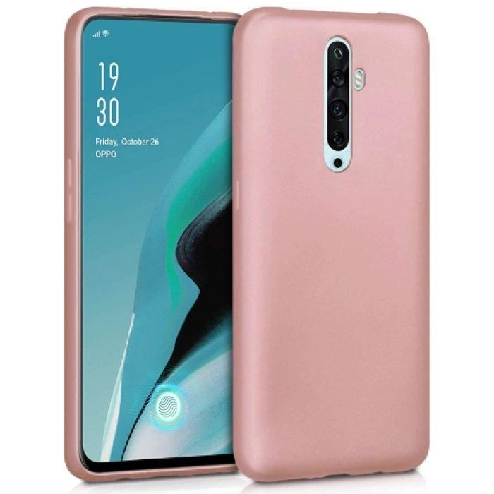 Oppo Reno 2z Kılıf İnce Soft Mat Renkli Esnek Silikon Kapak - Rose Gold