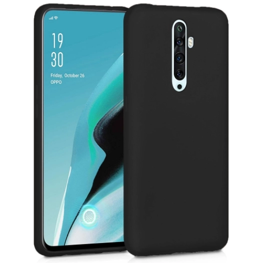 Oppo Reno 2z Kılıf İnce Soft Mat Renkli Esnek Silikon Kapak - Siyah