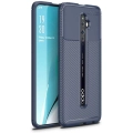Oppo Reno 2z Kılıf Silikon Parmak İzi Bırakmayan Karbon Soft Negro Kapak - Lacivert