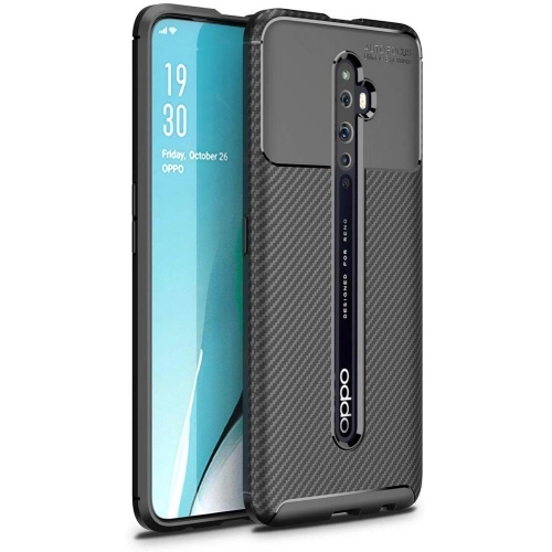 Oppo Reno 2z Kılıf Silikon Parmak İzi Bırakmayan Karbon Soft Negro Kapak - Siyah
