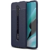 Oppo Reno 2z Kılıf Deri Görünümlü Lüks Parmak İzi Bırakmaz Niss Silikon Kapak - Lacivert
