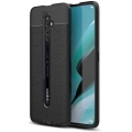 Oppo Reno 2z Kılıf Deri Görünümlü Lüks Parmak İzi Bırakmaz Niss Silikon Kapak - Siyah
