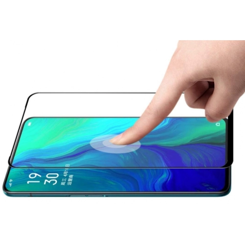 Oppo Reno 2z Kırılmaz Cam Tam Kapatan Kenarları Kırılmaya Dayanıklı Cam Ekran Koruyucu - Siyah