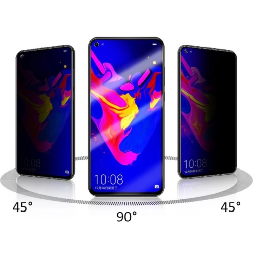 Oppo Reno 3 Kırılmaz Cam 5D Ekran Koruyucu Karartmalı Hayalet Cam Privacy Tam Kapatan - Siyah