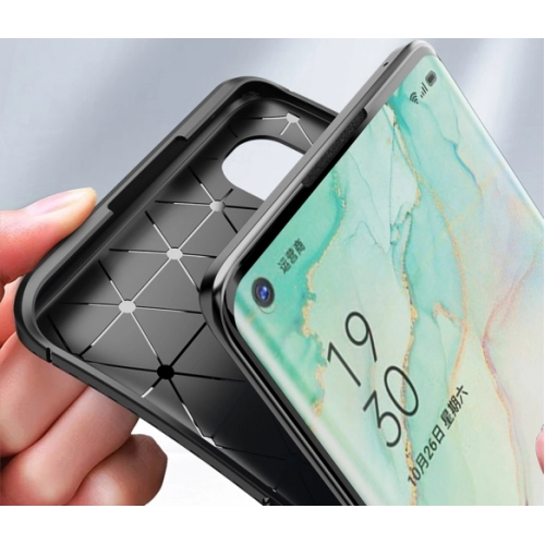 Oppo Reno 3 Pro Kılıf Silikon Parmak İzi Bırakmayan Karbon Soft Negro Kapak - Siyah