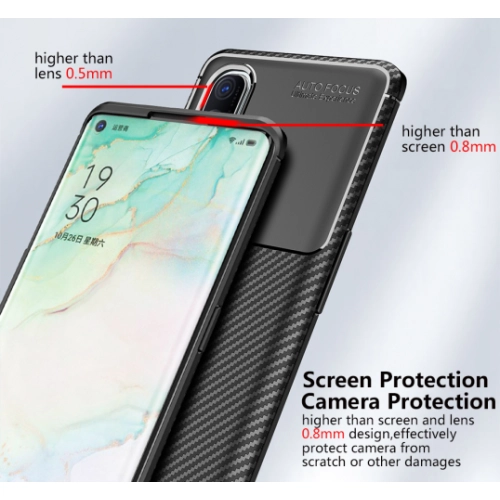 Oppo Reno 3 Pro Kılıf Silikon Parmak İzi Bırakmayan Karbon Soft Negro Kapak - Siyah