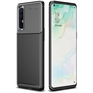 Oppo Reno 3 Pro Kılıf Silikon Parmak İzi Bırakmayan Karbon Soft Negro Kapak - Siyah