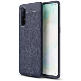 Oppo Reno 3 Pro Kılıf Deri Görünümlü Lüks Parmak İzi Bırakmaz Niss Silikon Kapak - Lacivert