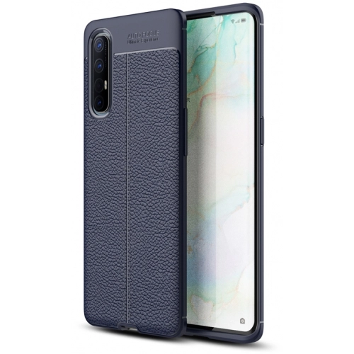 Oppo Reno 3 Pro Kılıf Deri Görünümlü Lüks Parmak İzi Bırakmaz Niss Silikon Kapak - Lacivert