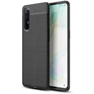 Oppo Reno 3 Pro Kılıf Deri Görünümlü Lüks Parmak İzi Bırakmaz Niss Silikon Kapak - Siyah