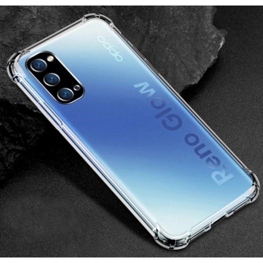 Oppo Reno 4 Kılıf Silikon Köşe Korumalı Airbag Darbe Emici Kapak - Şeffaf