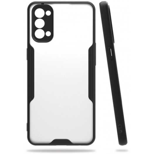 Oppo Reno 4 Kılıf Renkli Silikon Kamera Lens Korumalı Şeffaf Parfe Kapak - Siyah