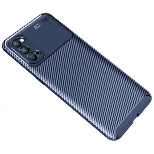 Oppo Reno 4 Kılıf Silikon Parmak İzi Bırakmayan Karbon Soft Negro Kapak - Lacivert