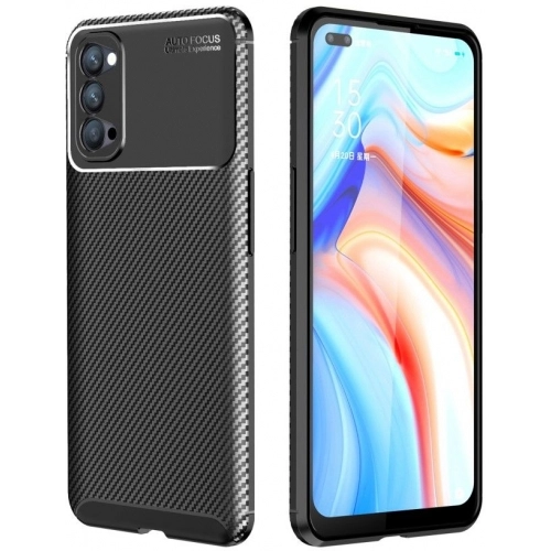 Oppo Reno 4 Kılıf Silikon Parmak İzi Bırakmayan Karbon Soft Negro Kapak - Siyah