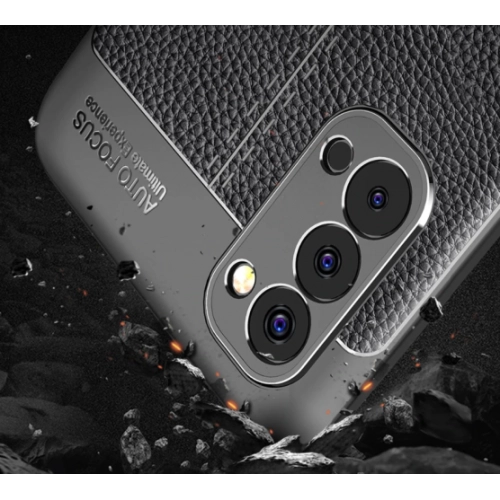 Oppo Reno 4 Kılıf Deri Görünümlü Lüks Parmak İzi Bırakmaz Niss Silikon Kapak - Siyah