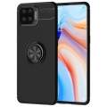 Oppo Reno 4 Lite Kılıf Renkli Silikon Yüzüklü Standlı Auto Focus Ravel Kapak - Siyah