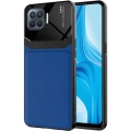 Oppo Reno 4 Lite Kılıf Deri Görünümlü Emiks Kapak - Mavi