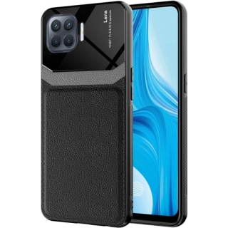 Oppo Reno 4 Lite Kılıf Deri Görünümlü Emiks Kapak - Siyah