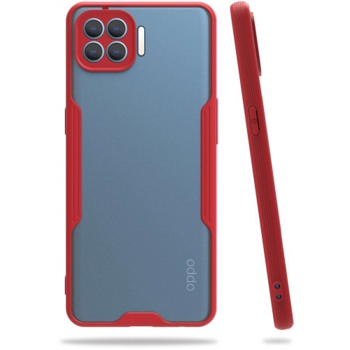 Oppo Reno 4 Lite Kılıf Renkli Silikon Kamera Lens Korumalı Şeffaf Parfe Kapak - Kırmızı