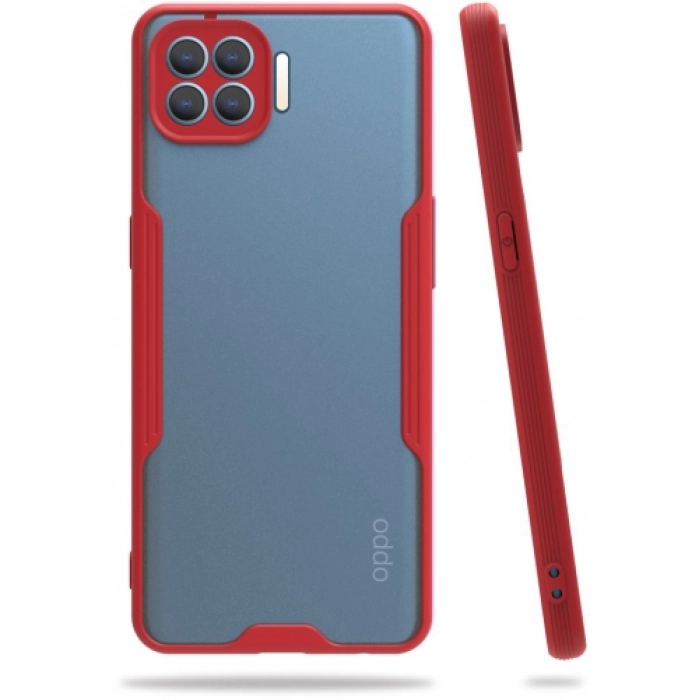Oppo Reno 4 Lite Kılıf Renkli Silikon Kamera Lens Korumalı Şeffaf Parfe Kapak - Kırmızı