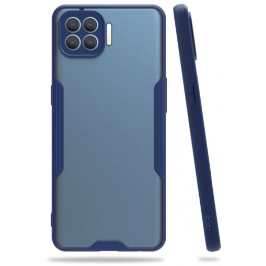 Oppo Reno 4 Lite Kılıf Renkli Silikon Kamera Lens Korumalı Şeffaf Parfe Kapak - Lacivert