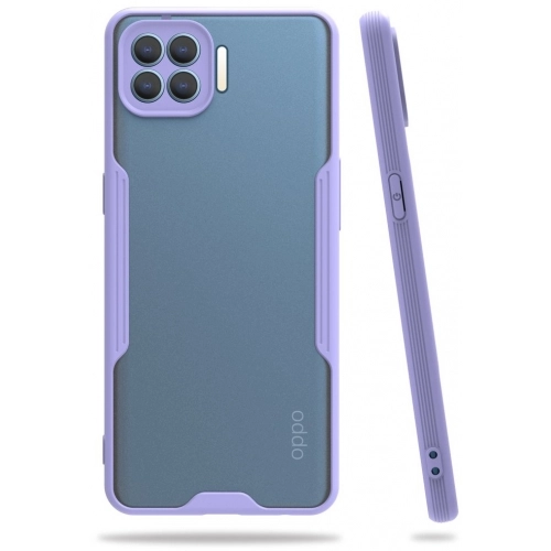 Oppo Reno 4 Lite Kılıf Renkli Silikon Kamera Lens Korumalı Şeffaf Parfe Kapak - Lila
