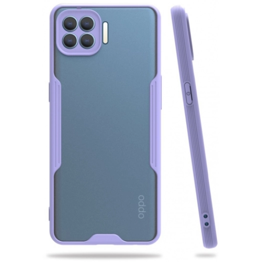 Oppo Reno 4 Lite Kılıf Renkli Silikon Kamera Lens Korumalı Şeffaf Parfe Kapak - Lila
