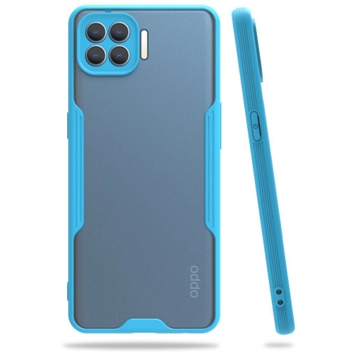 Oppo Reno 4 Lite Kılıf Renkli Silikon Kamera Lens Korumalı Şeffaf Parfe Kapak - Mavi