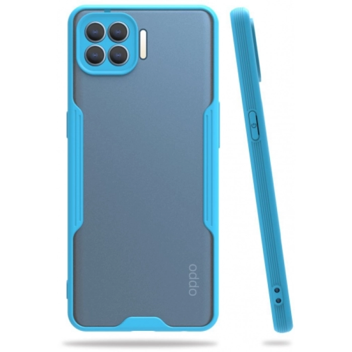 Oppo Reno 4 Lite Kılıf Renkli Silikon Kamera Lens Korumalı Şeffaf Parfe Kapak - Mavi