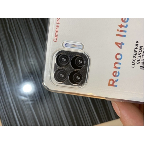 Oppo Reno 4 Lite Kılıf Kamera Korumalı Esnek Silikon Kapak - Şeffaf