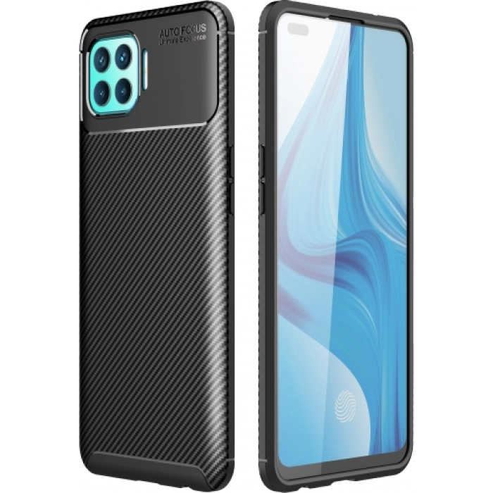 Oppo Reno 4 Lite Kılıf Silikon Parmak İzi Bırakmayan Karbon Soft Negro Kapak - Siyah