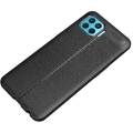 Oppo Reno 4 Lite Kılıf Deri Görünümlü Lüks Parmak İzi Bırakmaz Niss Silikon Kapak - Siyah