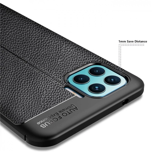 Oppo Reno 4 Lite Kılıf Deri Görünümlü Lüks Parmak İzi Bırakmaz Niss Silikon Kapak - Siyah