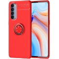 Oppo Reno 4 Pro Kılıf Renkli Silikon Yüzüklü Standlı Auto Focus Ravel Kapak - Kırmızı