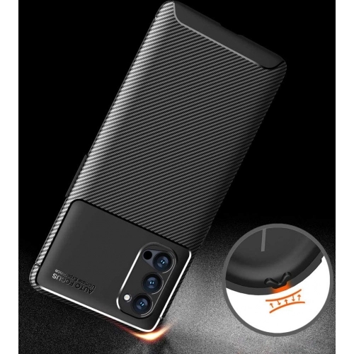 Oppo Reno 4 Pro Kılıf Silikon Parmak İzi Bırakmayan Karbon Soft Negro Kapak - Siyah