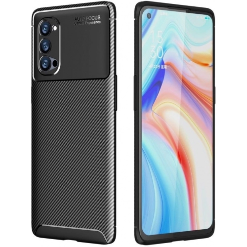 Oppo Reno 4 Pro Kılıf Silikon Parmak İzi Bırakmayan Karbon Soft Negro Kapak - Siyah