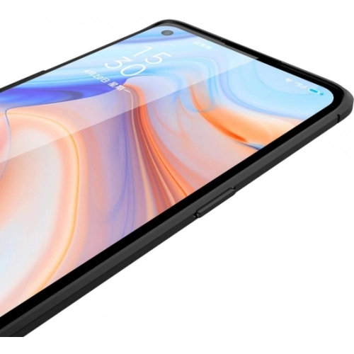 Oppo Reno 4 Pro Kılıf Deri Görünümlü Lüks Parmak İzi Bırakmaz Niss Silikon Kapak - Lacivert