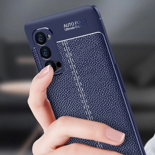 Oppo Reno 4 Pro Kılıf Deri Görünümlü Lüks Parmak İzi Bırakmaz Niss Silikon Kapak - Lacivert