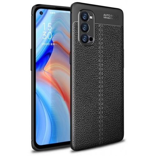 Oppo Reno 4 Pro Kılıf Deri Görünümlü Lüks Parmak İzi Bırakmaz Niss Silikon Kapak - Siyah