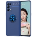 Oppo Reno 5 Pro Kılıf Renkli Silikon Yüzüklü Standlı Auto Focus Ravel Kapak - Mavi
