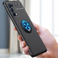 Oppo Reno 5 Pro Kılıf Renkli Silikon Yüzüklü Standlı Auto Focus Ravel Kapak - Siyah