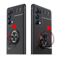 Oppo Reno 5 Pro Kılıf Renkli Silikon Yüzüklü Standlı Auto Focus Ravel Kapak - Siyah