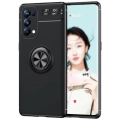 Oppo Reno 5 Pro Kılıf Renkli Silikon Yüzüklü Standlı Auto Focus Ravel Kapak - Siyah