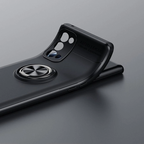 Oppo Reno 5 Pro Kılıf Renkli Silikon Yüzüklü Standlı Auto Focus Ravel Kapak - Siyah