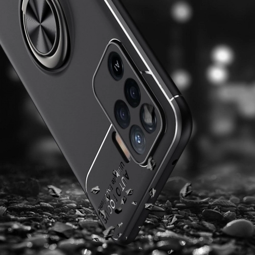 Oppo Reno 5 Lite Kılıf Renkli Silikon Yüzüklü Standlı Auto Focus Ravel Kapak - Siyah