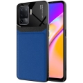 Oppo Reno 5 Lite Kılıf Deri Görünümlü Emiks Kapak - Mavi