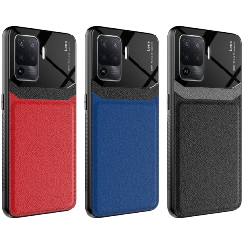 Oppo Reno 5 Lite Kılıf Deri Görünümlü Emiks Kapak - Siyah